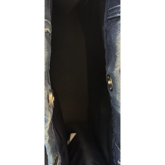 Rare Vintage Bebe Denim Handbag Embroidered Ribbon Weave Bohemian Hippie Bag - Picture 12 of 13